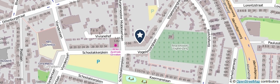Kaartweergave Vogelenzanglaan 32-A2 in Breda