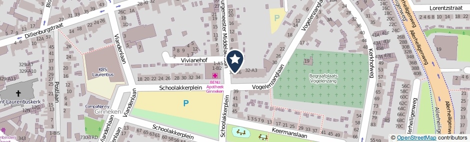 Kaartweergave Vogelenzanglaan 32-A6 in Breda