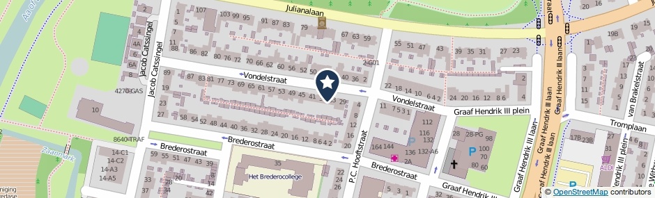 Kaartweergave Vondelstraat 35 in Breda