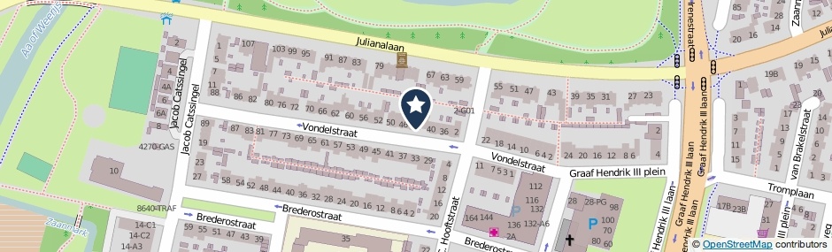 Kaartweergave Vondelstraat 42 in Breda
