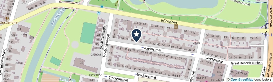 Kaartweergave Vondelstraat 76 in Breda