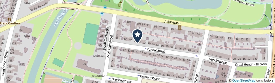 Kaartweergave Vondelstraat 78 in Breda