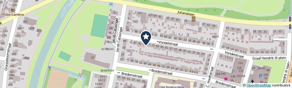 Kaartweergave Vondelstraat 79 in Breda