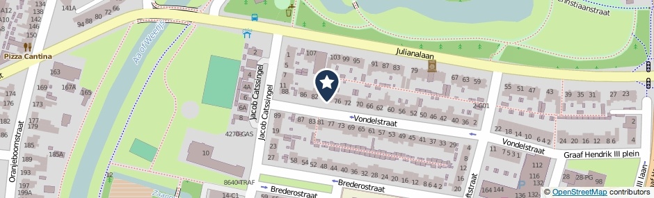 Kaartweergave Vondelstraat 80 in Breda
