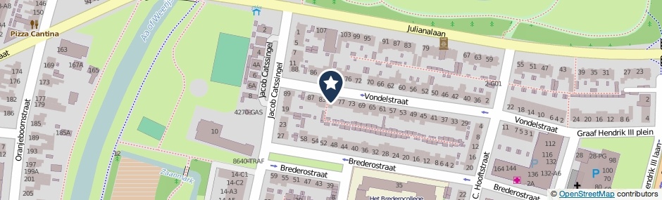 Kaartweergave Vondelstraat 81 in Breda