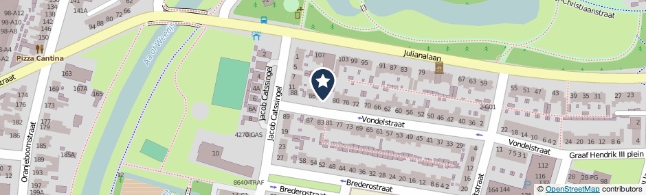 Kaartweergave Vondelstraat 82 in Breda