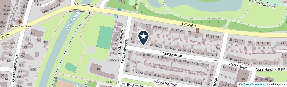 Kaartweergave Vondelstraat 84 in Breda