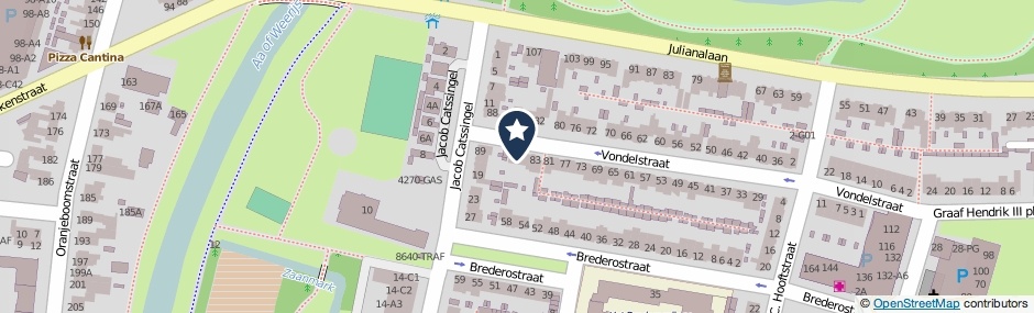 Kaartweergave Vondelstraat 87 in Breda
