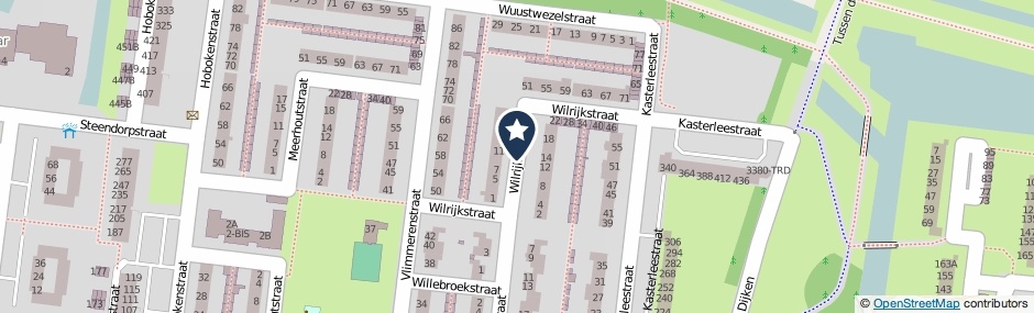 Kaartweergave Wilrijkstraat in Breda