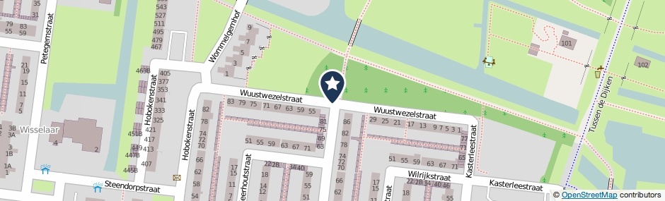 Kaartweergave Wuustwezelstraat in Breda