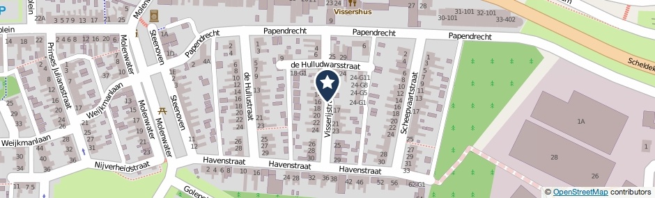 Kaartweergave Visserijstraat in Breskens