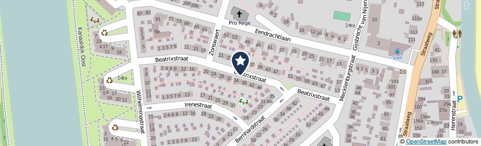 Kaartweergave Beatrixstraat in Breukelen