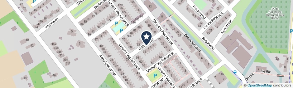 Kaartweergave Estiusstraat in Brielle