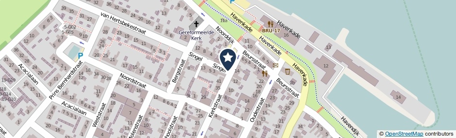 Kaartweergave Singel in Bruinisse