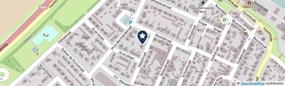 Kaartweergave Weststraat 13 in Bruinisse