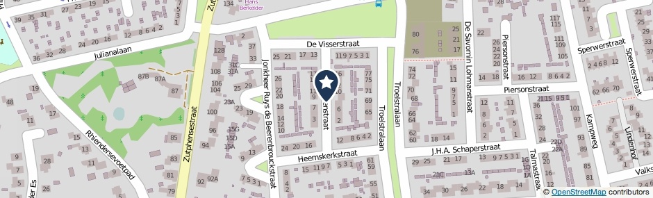 Kaartweergave Van Houtenstraat in Brummen