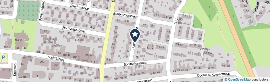 Kaartweergave Bonifaciusstraat in Brunssum