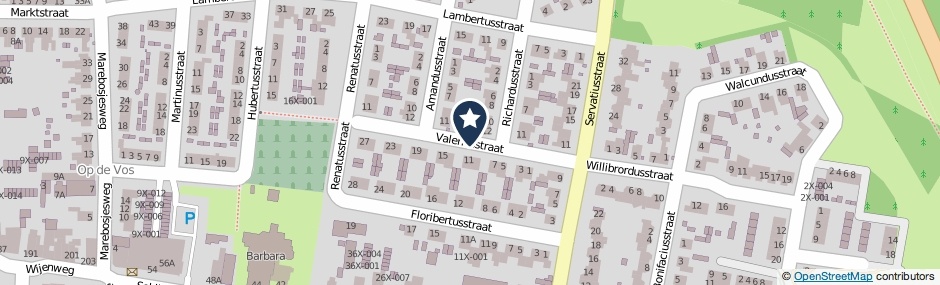 Kaartweergave Valeriusstraat in Brunssum