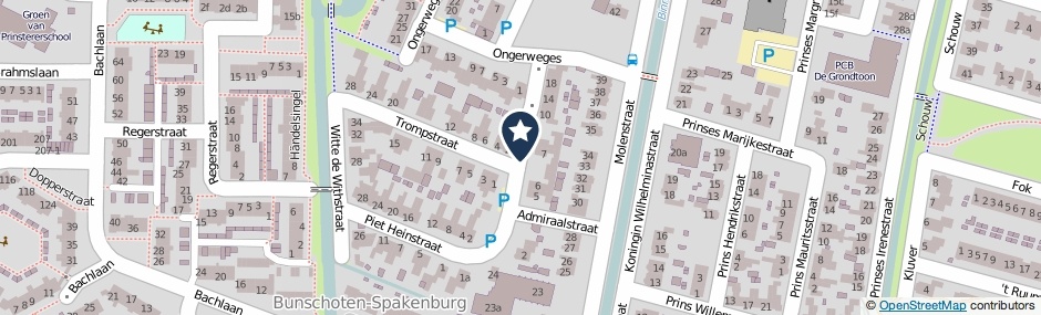 Kaartweergave De Ruyterstraat in Bunschoten-Spakenburg