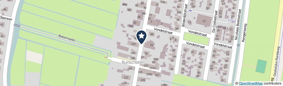 Kaartweergave Dorpsstraat in Bunschoten-Spakenburg