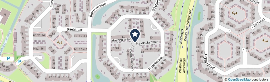 Kaartweergave Haydnplantsoen in Bunschoten-Spakenburg