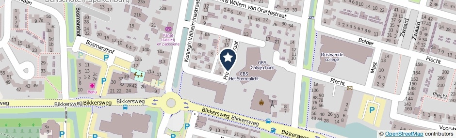 Kaartweergave Prins Clausstraat in Bunschoten-Spakenburg