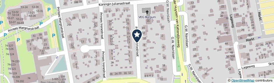 Kaartweergave Prinses Beatrixstraat in Burgum