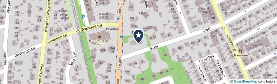 Kaartweergave Singel 1-E in Bussum