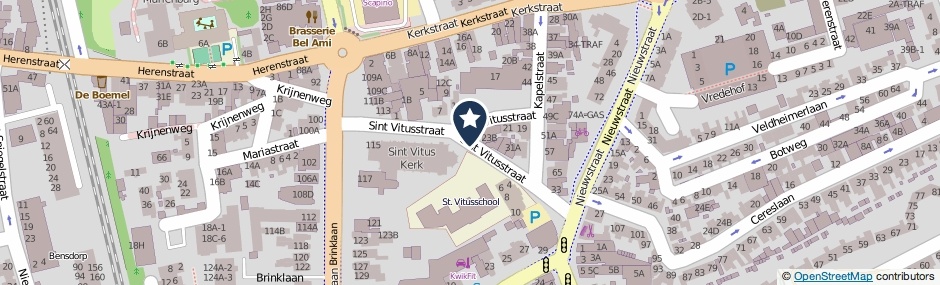 Kaartweergave Sint Vitusstraat in Bussum