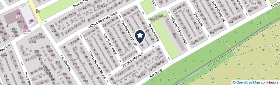 Kaartweergave Van Riebeeckstraat 21 in Bussum