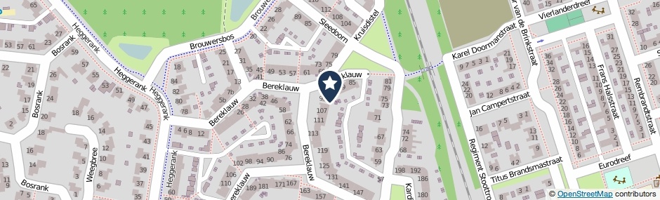Kaartweergave Bereklauw 103 in Cuijk