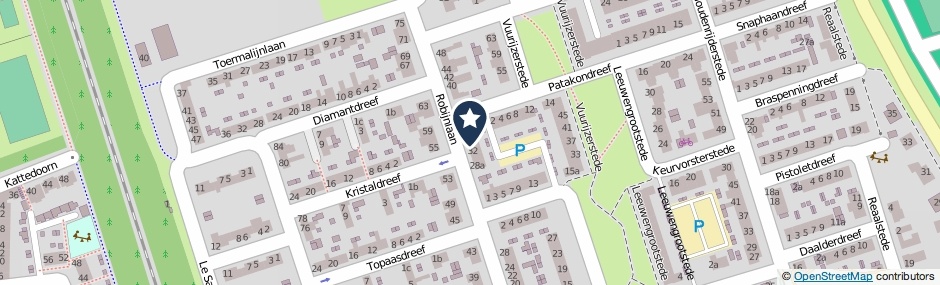 Kaartweergave Robijnlaan 34 in Cuijk