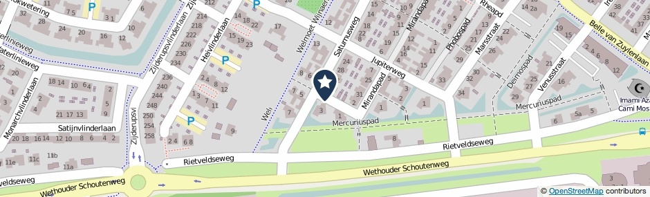 Kaartweergave Neptunusstraat in Culemborg