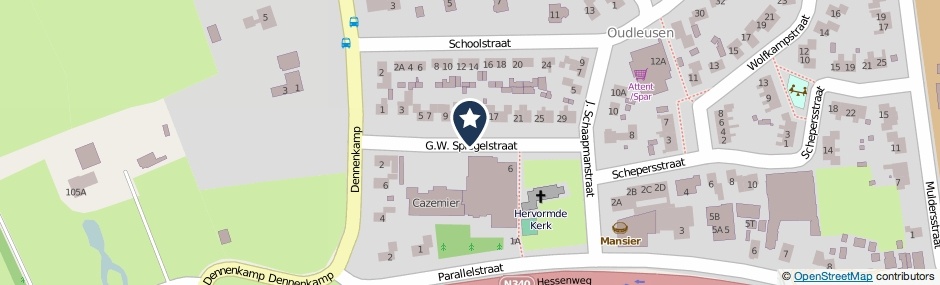 Kaartweergave G.W.Spiegelstraat in Dalfsen