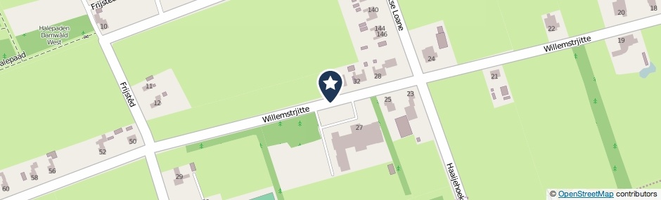 Kaartweergave Willemstrjitte in Damwald