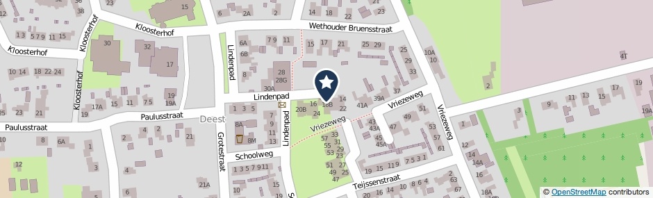 Kaartweergave Lindenpad 14-B in Deest