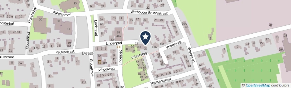 Kaartweergave Lindenpad 14 in Deest