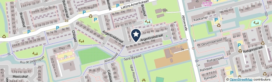 Kaartweergave Argentiniestraat in Delft