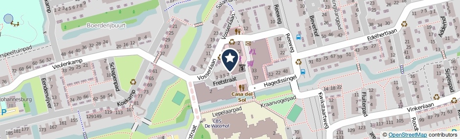 Kaartweergave Fretstraat in Delft
