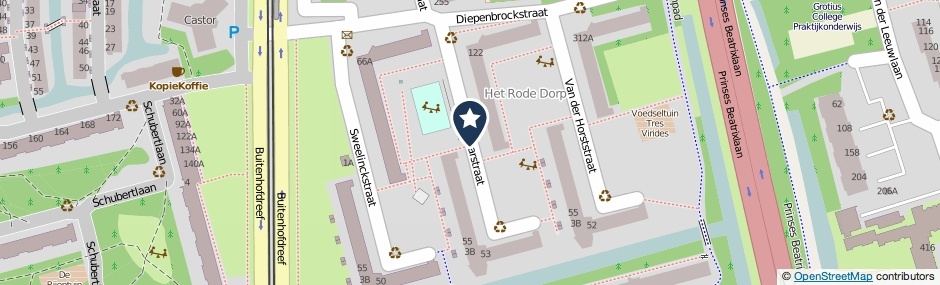 Kaartweergave Wagenaarstraat in Delft