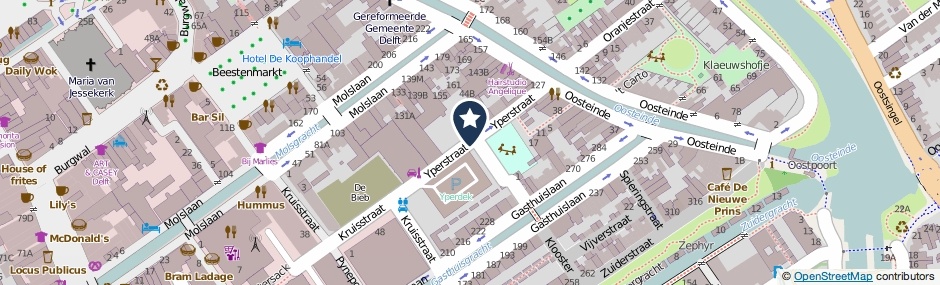 Kaartweergave Yperstraat in Delft