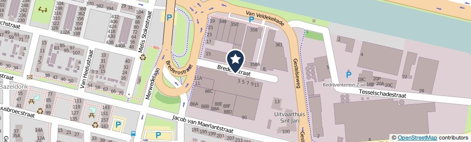 Kaartweergave Brederostraat in Den Bosch