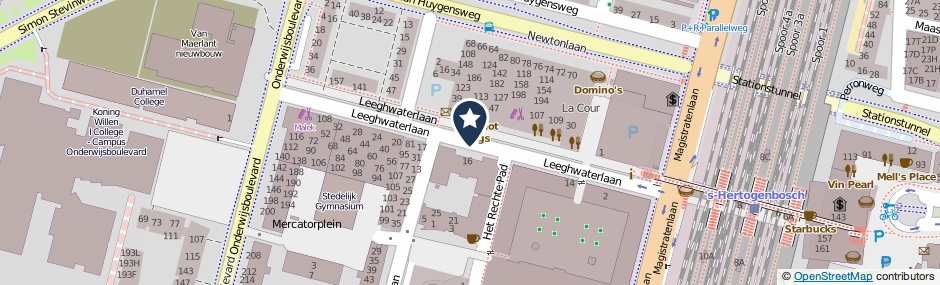 Kaartweergave Leeghwaterlaan in Den Bosch