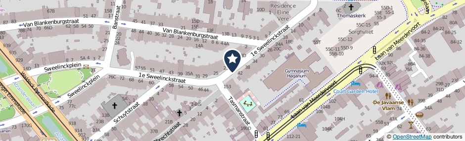Kaartweergave 1e Sweelinckstraat in Den Haag