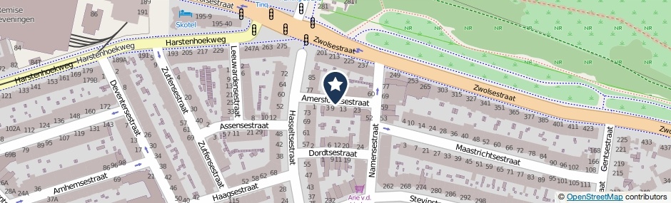Kaartweergave Amersfoortsestraat in Den Haag