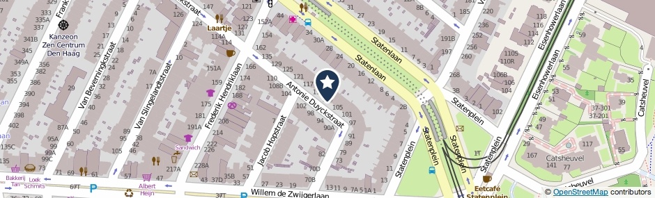 Kaartweergave Antonie Duyckstraat 109 in Den Haag