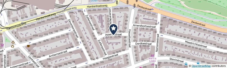 Kaartweergave Assensestraat in Den Haag