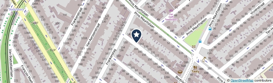 Kaartweergave Bentinckstraat 147 in Den Haag
