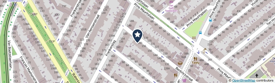 Kaartweergave Bentinckstraat 162 in Den Haag