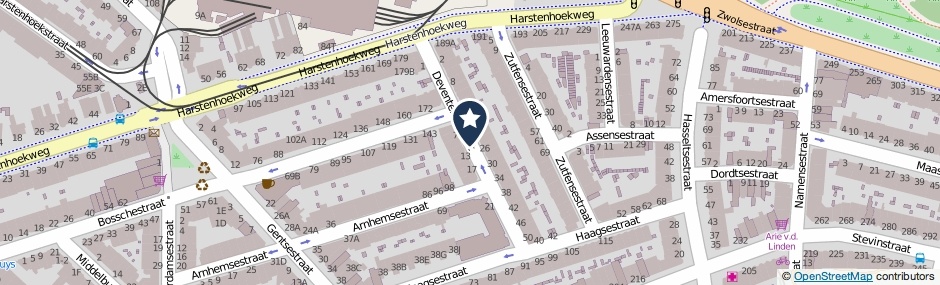 Kaartweergave Deventersestraat in Den Haag